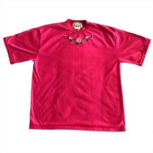 Vintage Cross Roads Embroidered Flowers Tee
